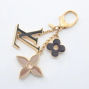 Louis Vuitton Fleur de Monogram Bag Charm M67119 Black Beige Gol